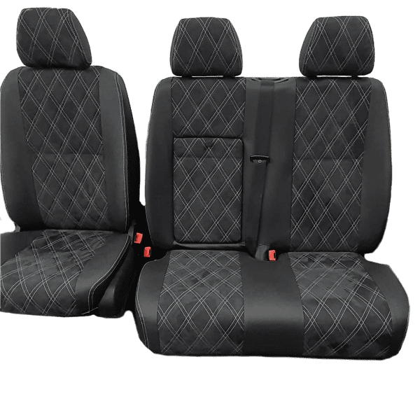 Mercedes Sprinter seats  Upholstery In Black Leather / Black Alcantara And Diamonds Stitch